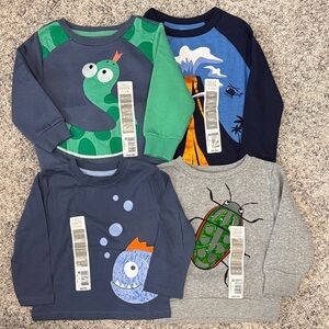BUNDLE of NEW: Falls Creek Boys Long-Sleeve Graphic Tops in Green, Blue, Gray
